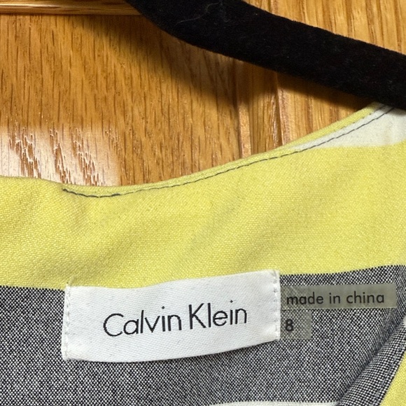 Calvin Klein Yellow and Gray Striped Midi Dress - Picture 2 of 2